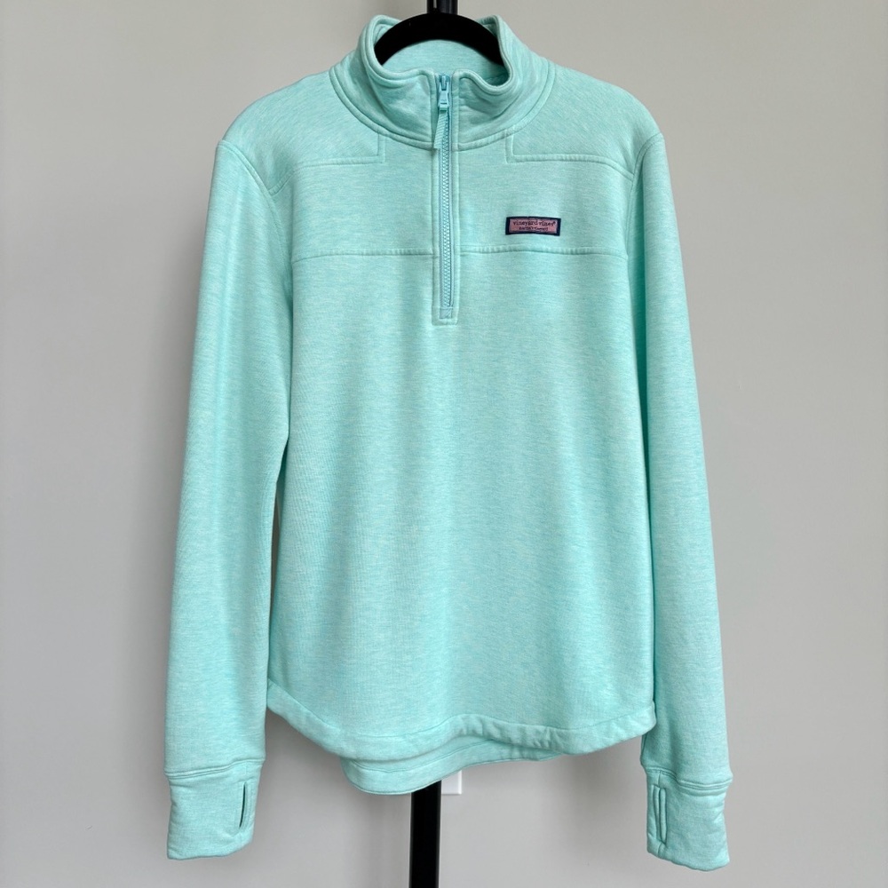 Vineyard Vines Dreamcloth Relaxed Shep Shirt Quarter Zip Sweatshirt Mint NWOT - Picture 3 of 14